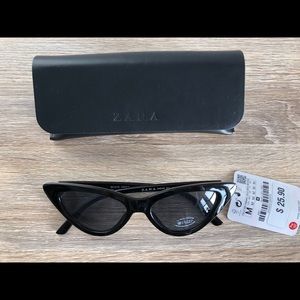 Zara Cat Eye Small Frame Black Sunglasses